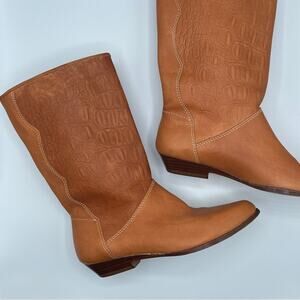 Vintage Unisa | 70s Genuine Leather Western Coastal Cowgirl Boho Tan Boots 5.5